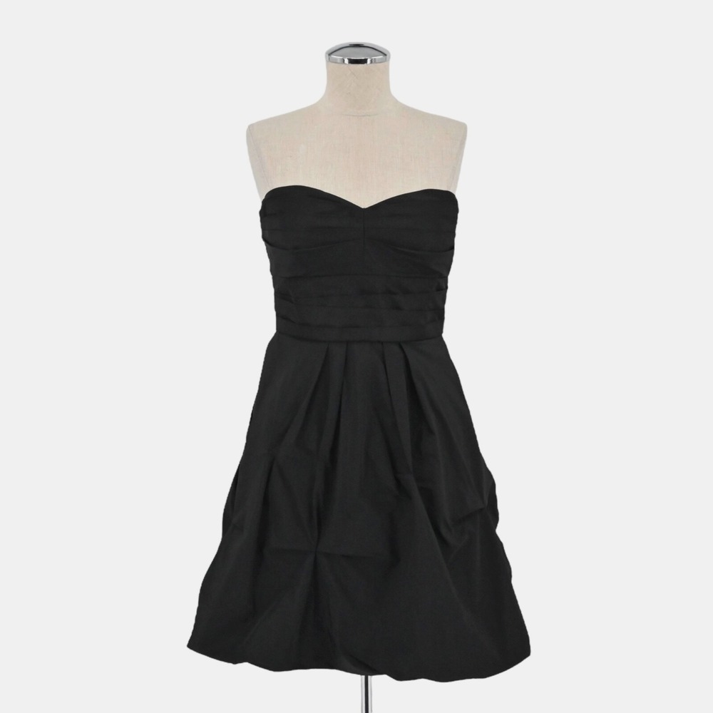 BCBGMAXAZRIA‎ Strapless Dress Size 0 Black Tufted Bubble Removable Straps Lined